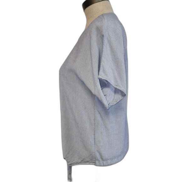 Madewell Blue & White Striped Tie Front Short Sleeve Top Size S - Picture 4 of 8